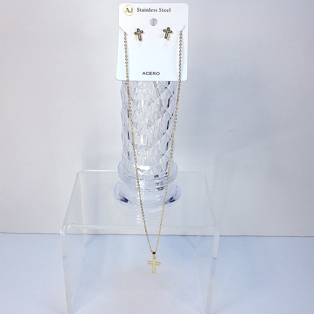 NEW STAINLESS STEEL CROSS SET UNISEX